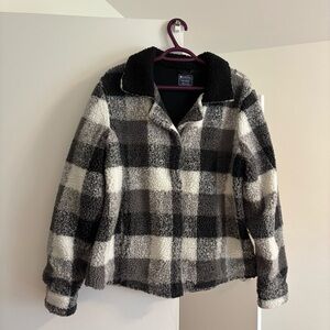 Plaid Sherpa Mountain Warehouse Jacket - Black and White SIZE S